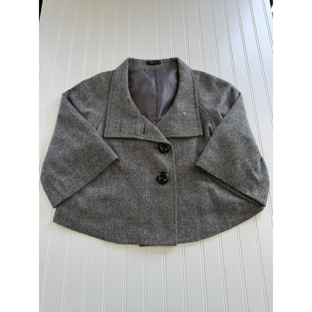 COMME CA ISM Gray Cropped Wool Blend Swing Jacket Size S/M Minimalist